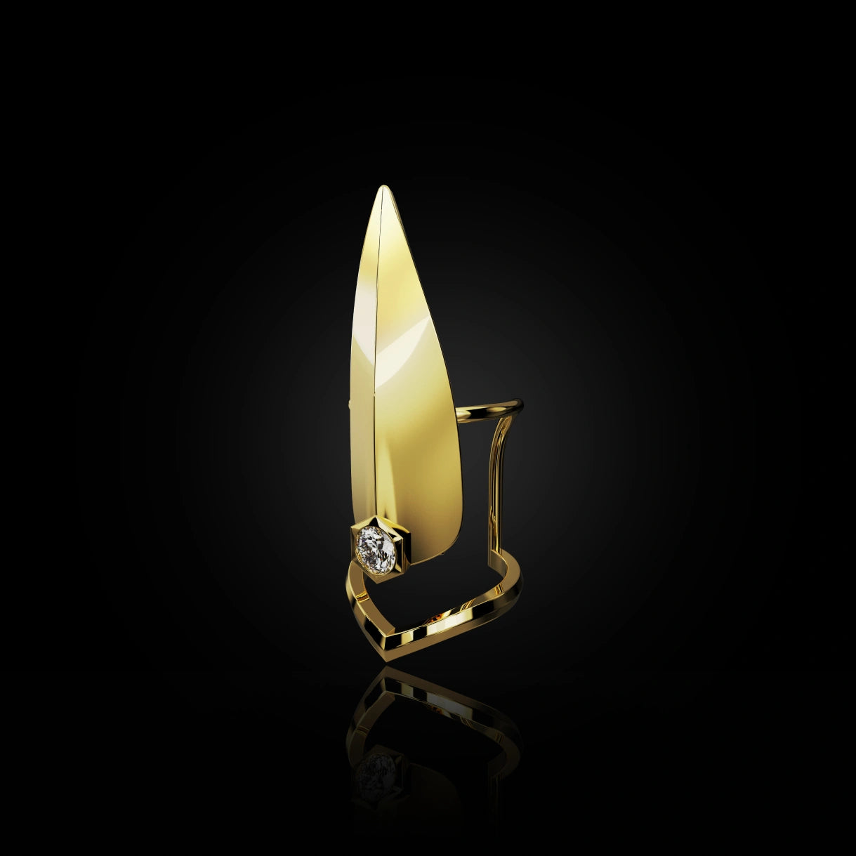 18 Karat Yellow Gold Nail Jewel with Diamond – Viola