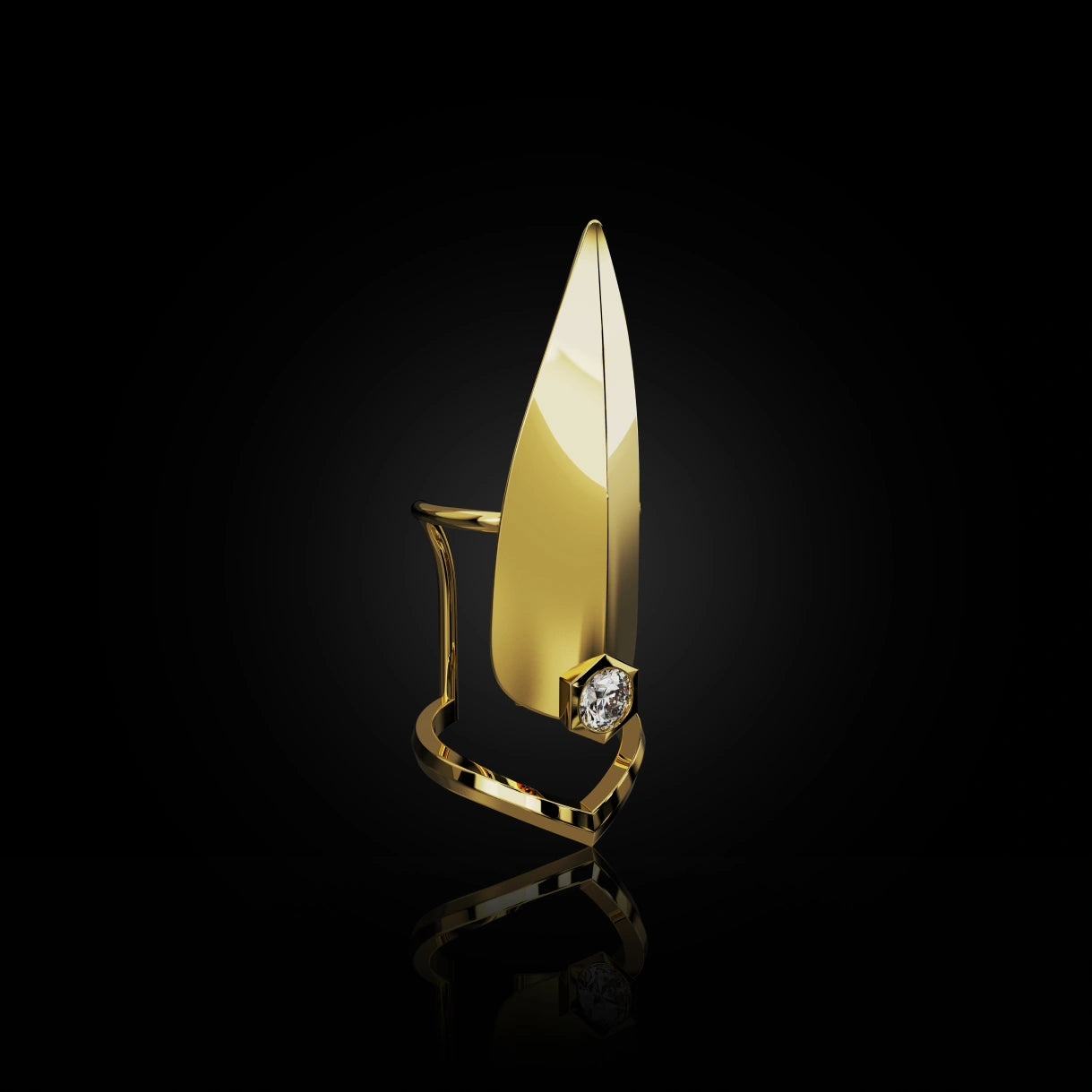 18 Karat Yellow Gold Nail Jewel with Diamond – Viola
