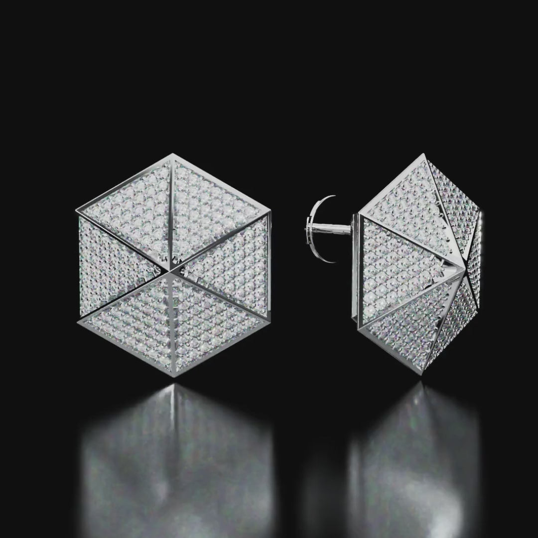 18 Karat White Gold Pavé Diamond Stud Earrings – Rare Dimension