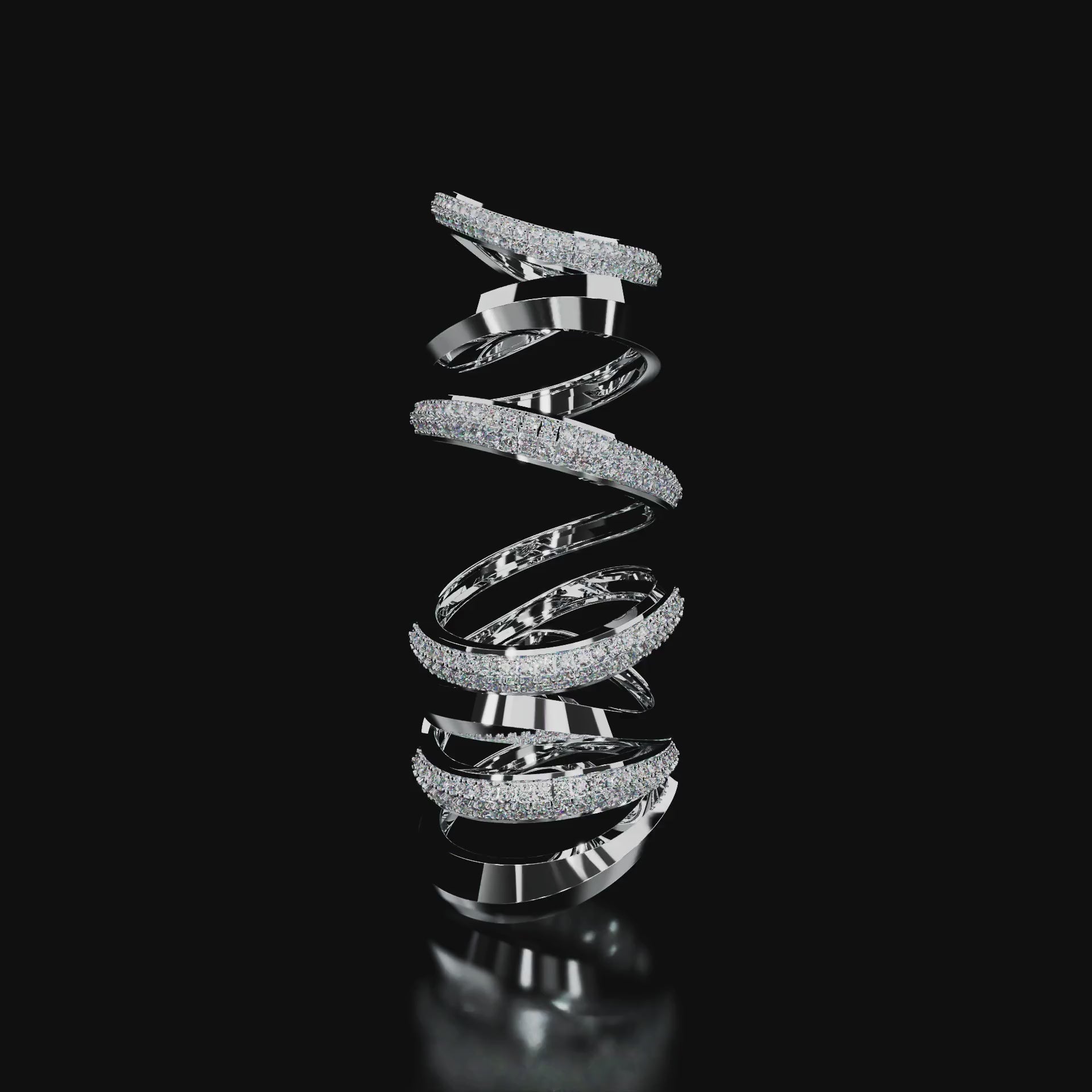 18 Karat White Gold Multi Layer Pavé Diamond Ring – Bloodline