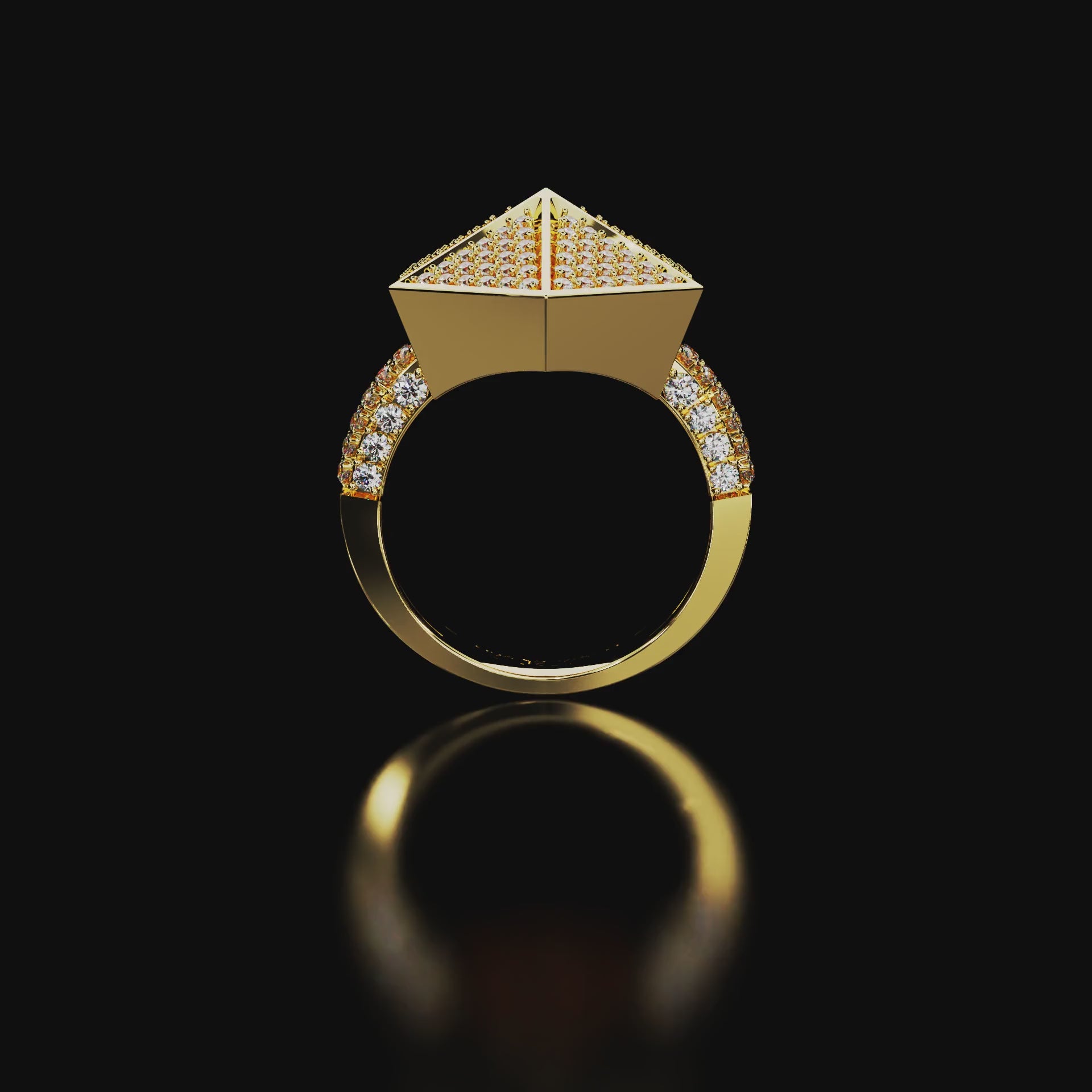 18 Karat Yellow Gold Pavé Diamond Cocktail Ring – Giza
