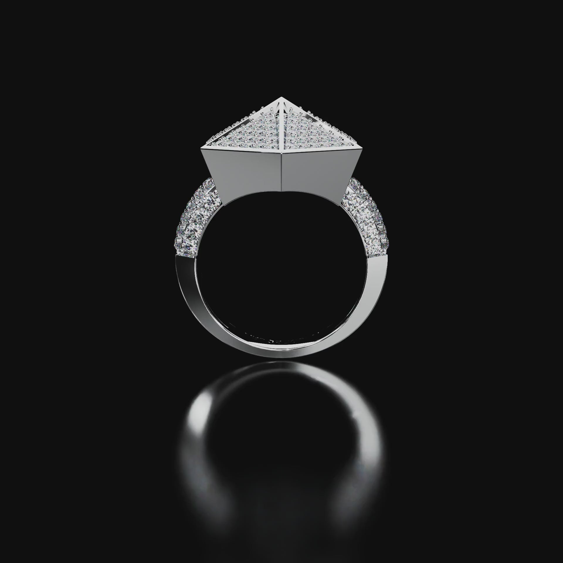 18 Karat White Gold Pavé Diamond Cocktail Ring – Giza