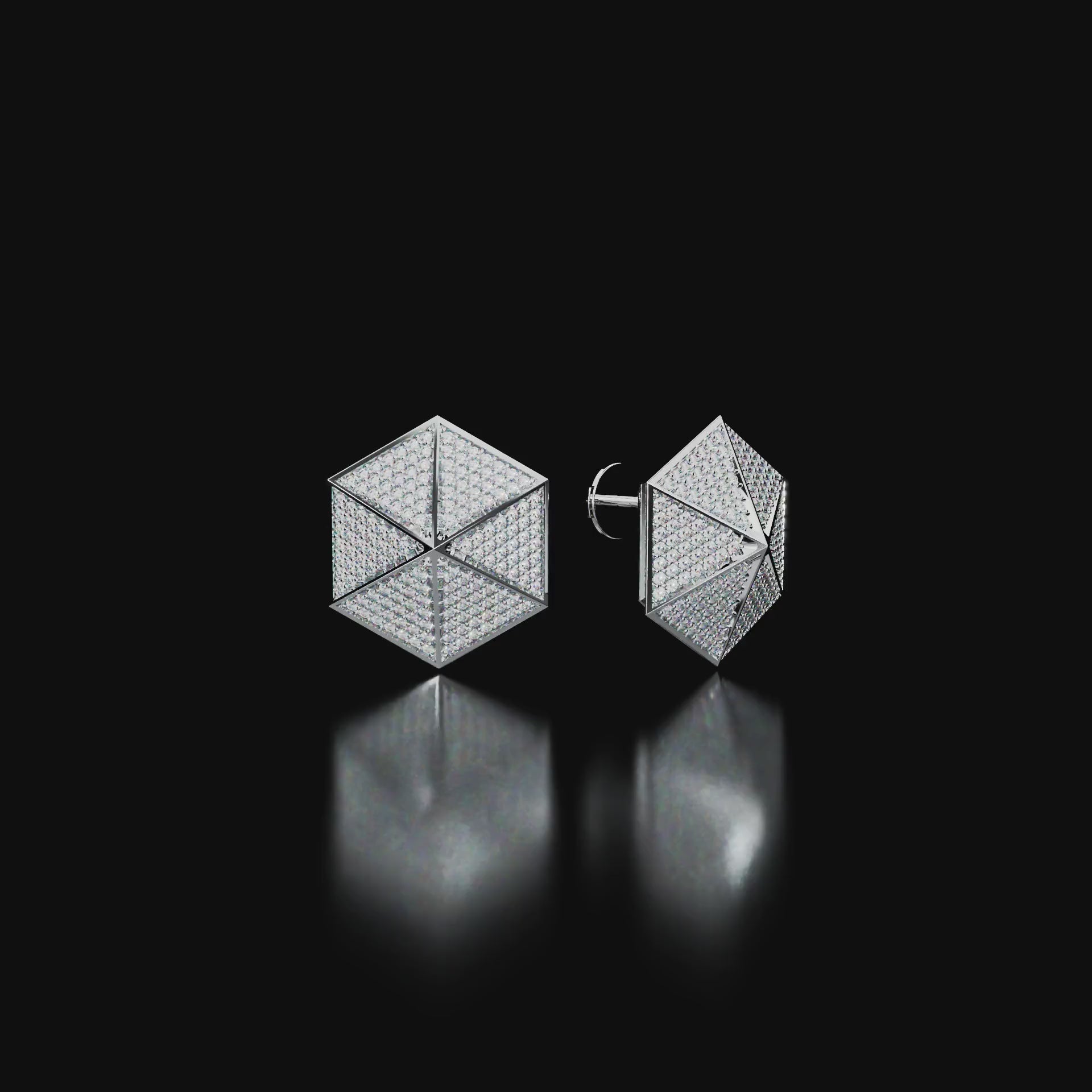 18 Karat White Gold Pavé Diamond Stud Earrings – Rare Dimension