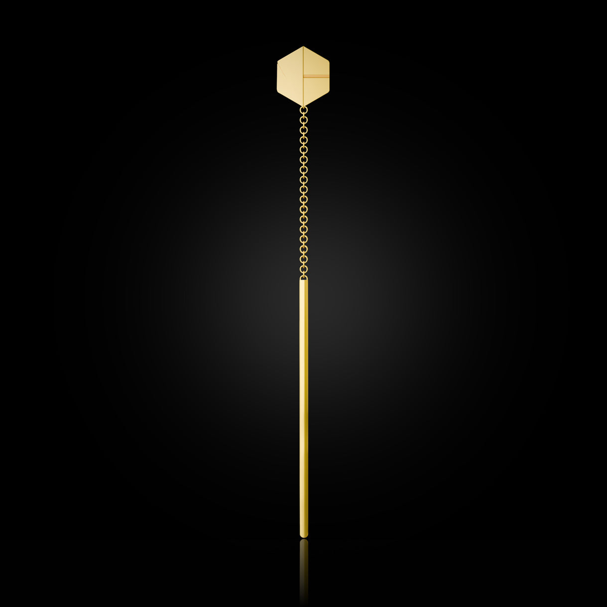 SEE YOU Single Threader Earrings in Bravura Yellow Gold – 750 gold design favoured by stylists for bold layering and red carpet moments by Naude Bourn. Sustainable gold jewelry, ethical jewelry, handcrafted artisan jewelry, fine jewelry, high-end jewelry, and ethical luxury. A standout from sustainable jewelry brands and a unique jewelry gift in yellow gold.