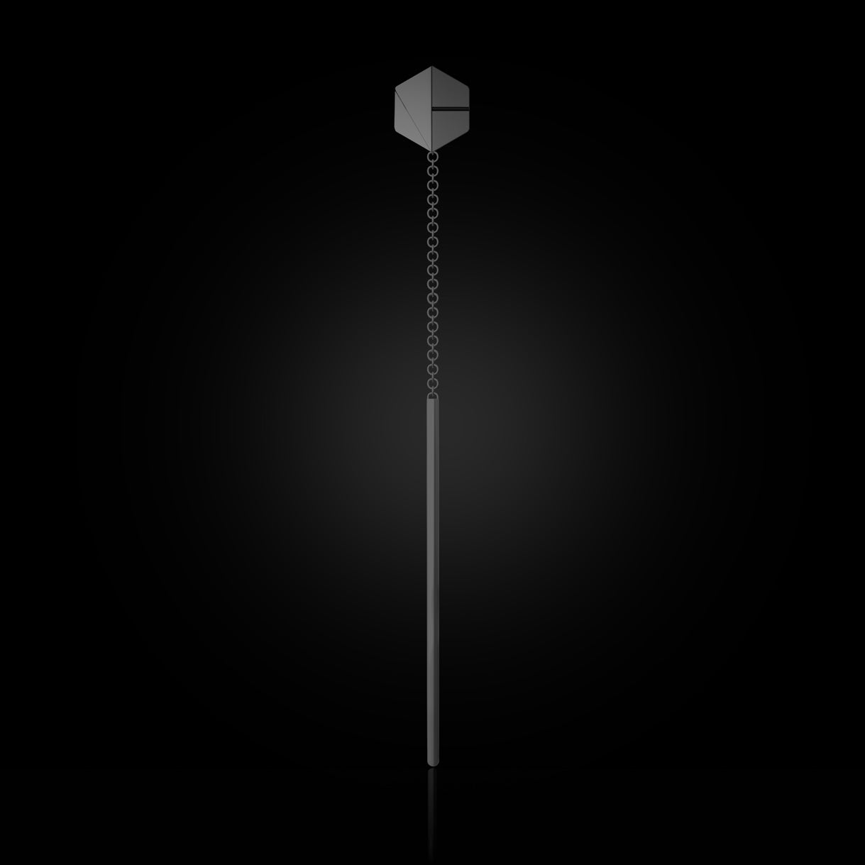 Single SEE YOU Threader in Stealth Black Gold. Bold 18k earring for asymmetric styling—handcrafted in NYC with ethical gold. Sustainable gold jewelry, ethical jewelry, handcrafted artisan jewelry, fine jewelry, high-end jewelry, and ethical luxury. A standout piece from sustainable jewelry brands and a unique jewelry gift for statement styling.