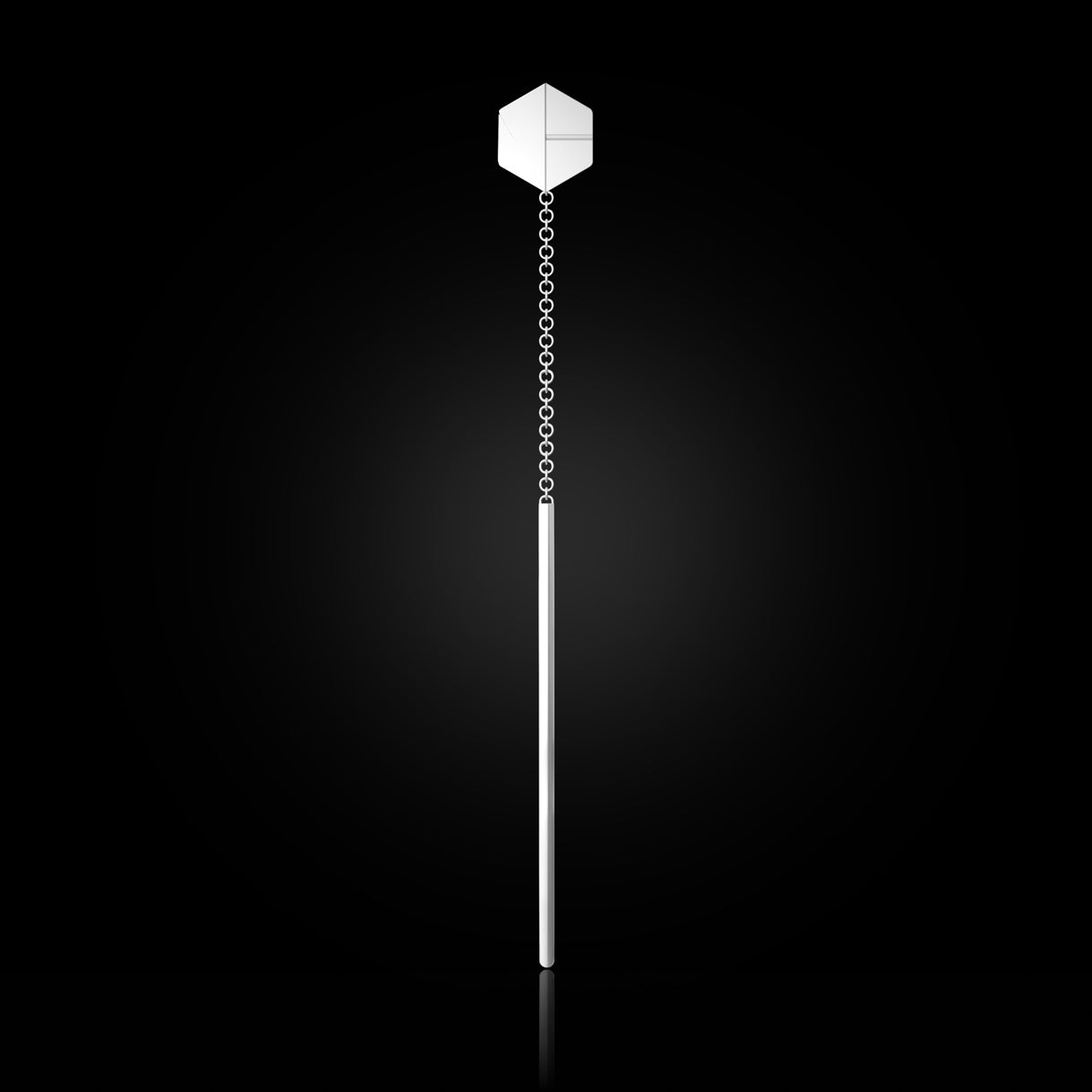 Single SEE YOU Threader in Surge White Gold. Modern 18k earring styled solo or stacked—crafted in NYC with ethical precision. Sustainable gold jewelry, ethical jewelry, handcrafted artisan jewelry, fine jewelry, high-end jewelry, and ethical luxury. A standout from sustainable jewelry brands and a unique jewelry gift for modern style.